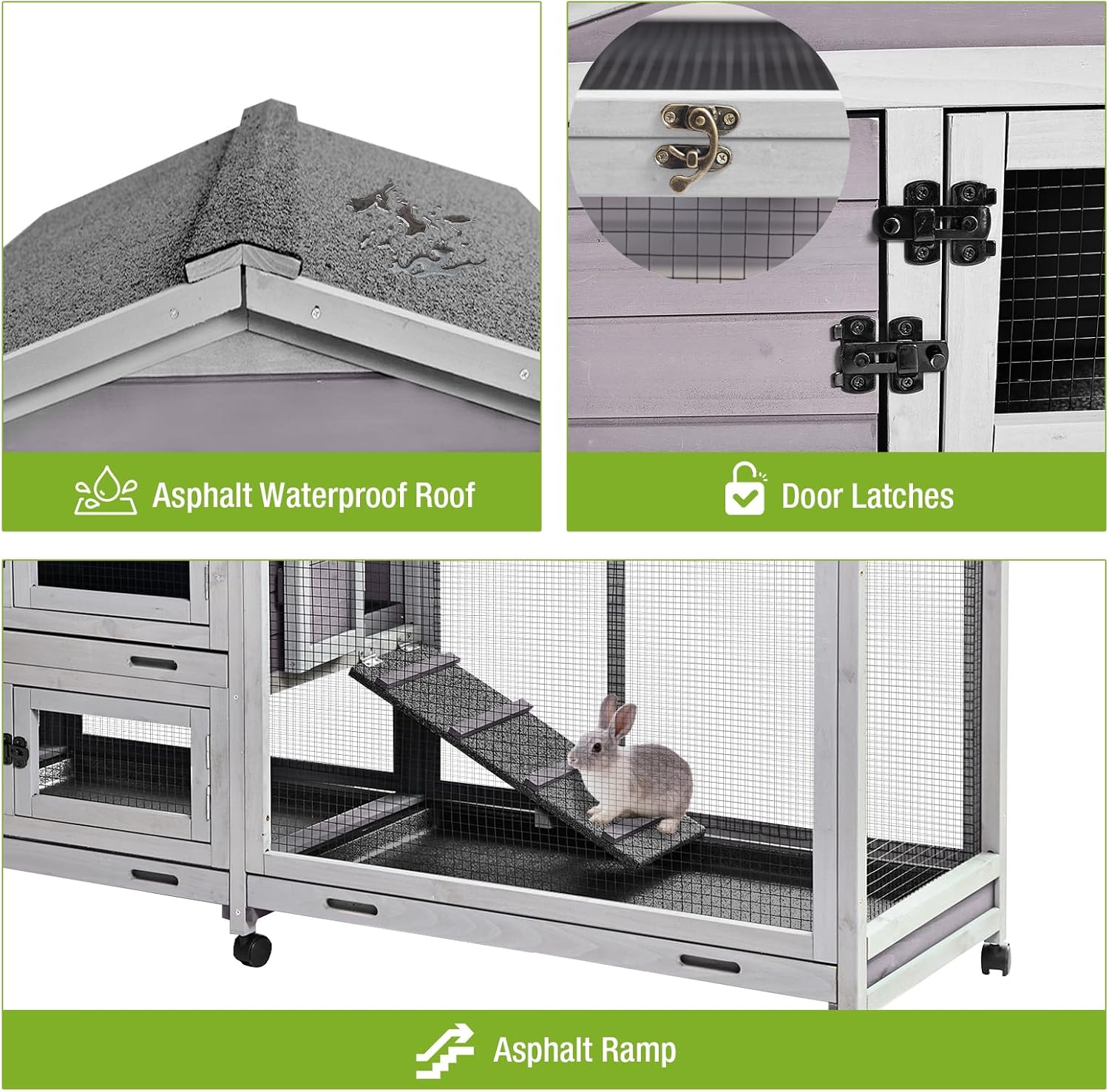 93.7" Rabbit Hutch with 8 Wheels and 4 Pull Out Trays X4740