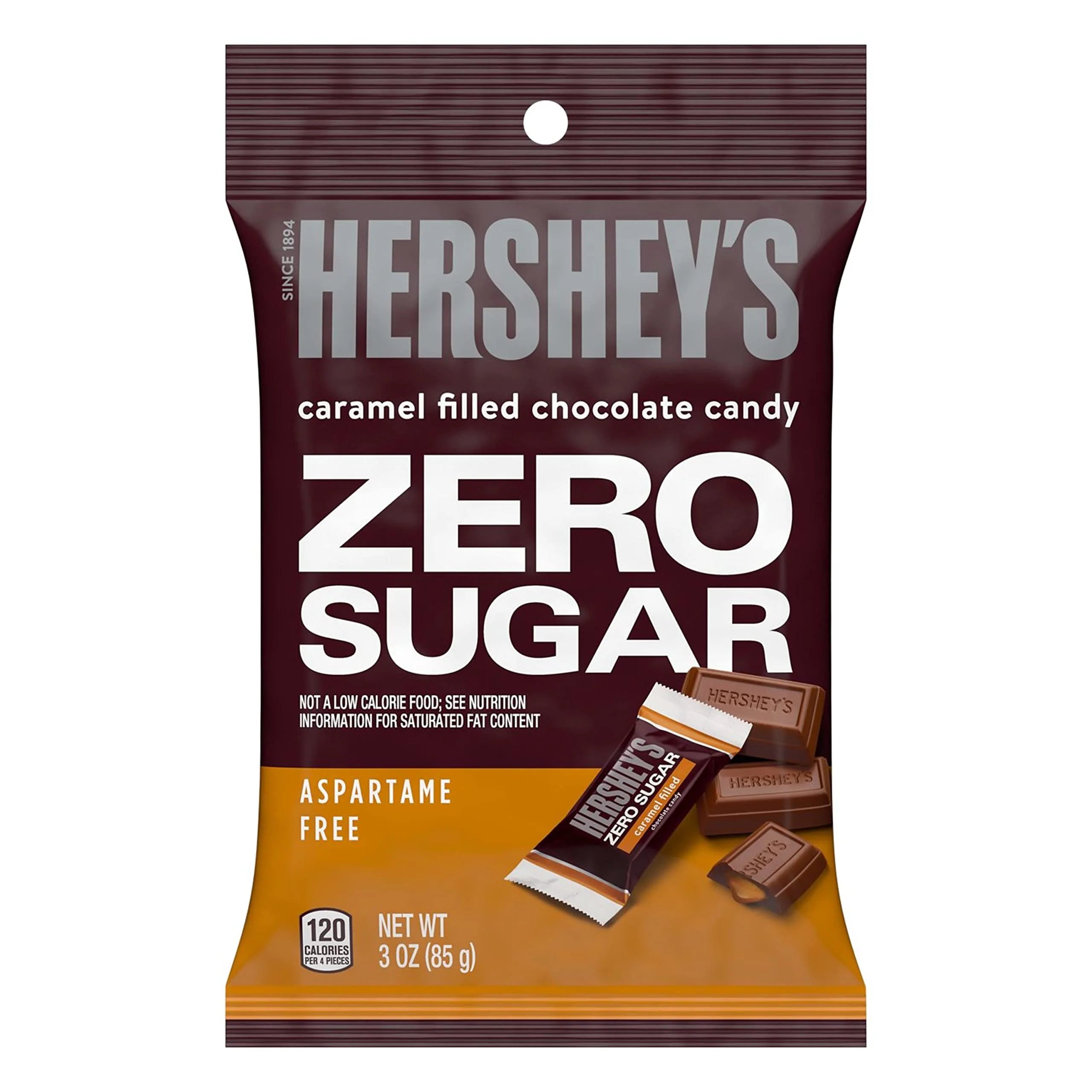 Zero Sugar Caramel Filled Chocolate Candy Bags, 3 Oz (12 Count) G801546
