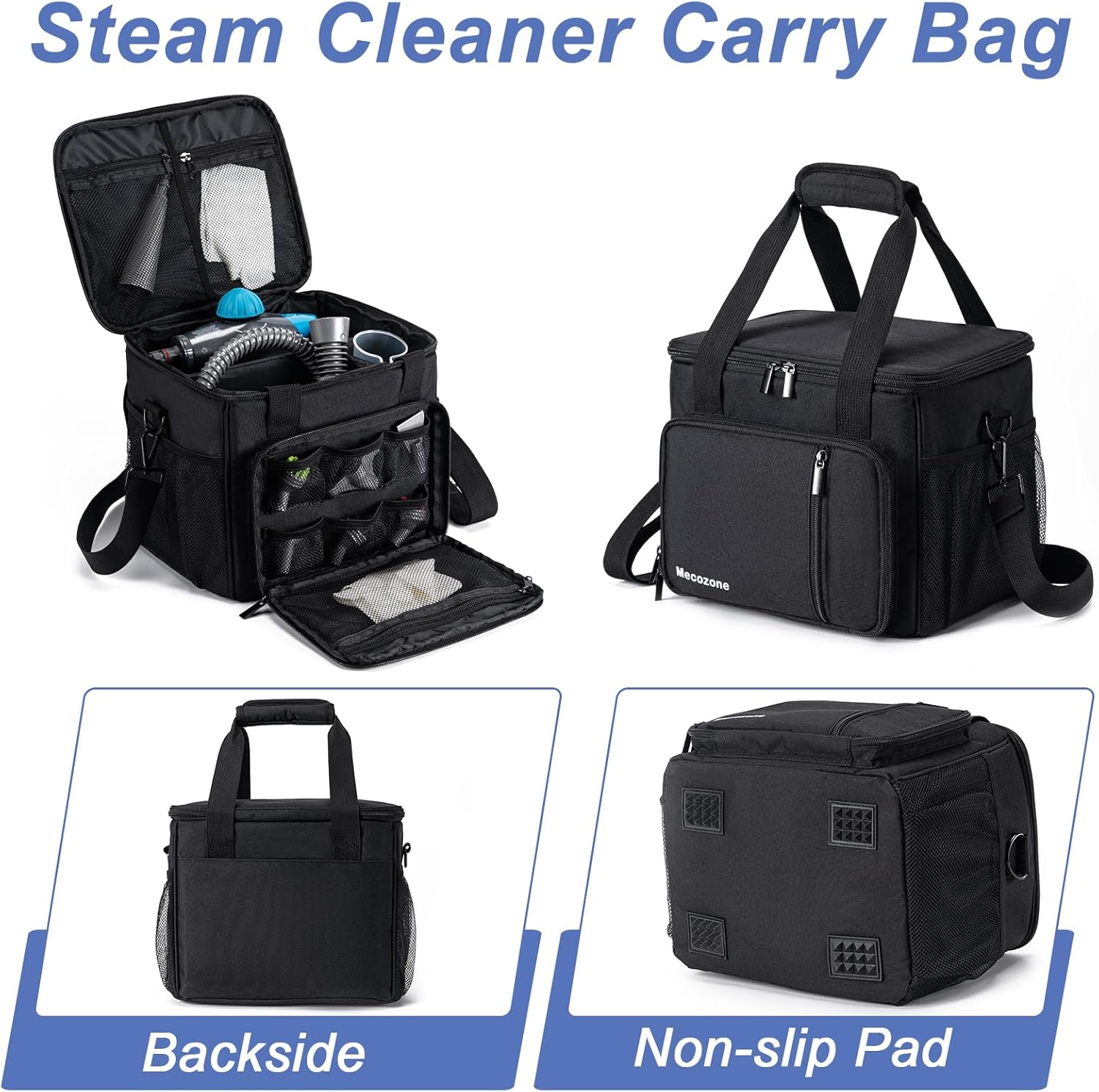 Black Handheld Steam Cleaner Carry Bag with Multiple Pockets Q83739