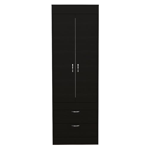 White 2 Door 1 Drawer Wood Armoire Wardrobe W65892