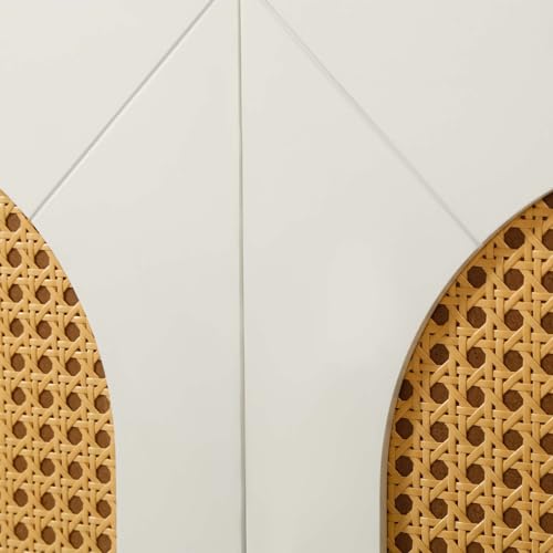 White Rattan Storage Cabinet with Adjustable Shelves R860