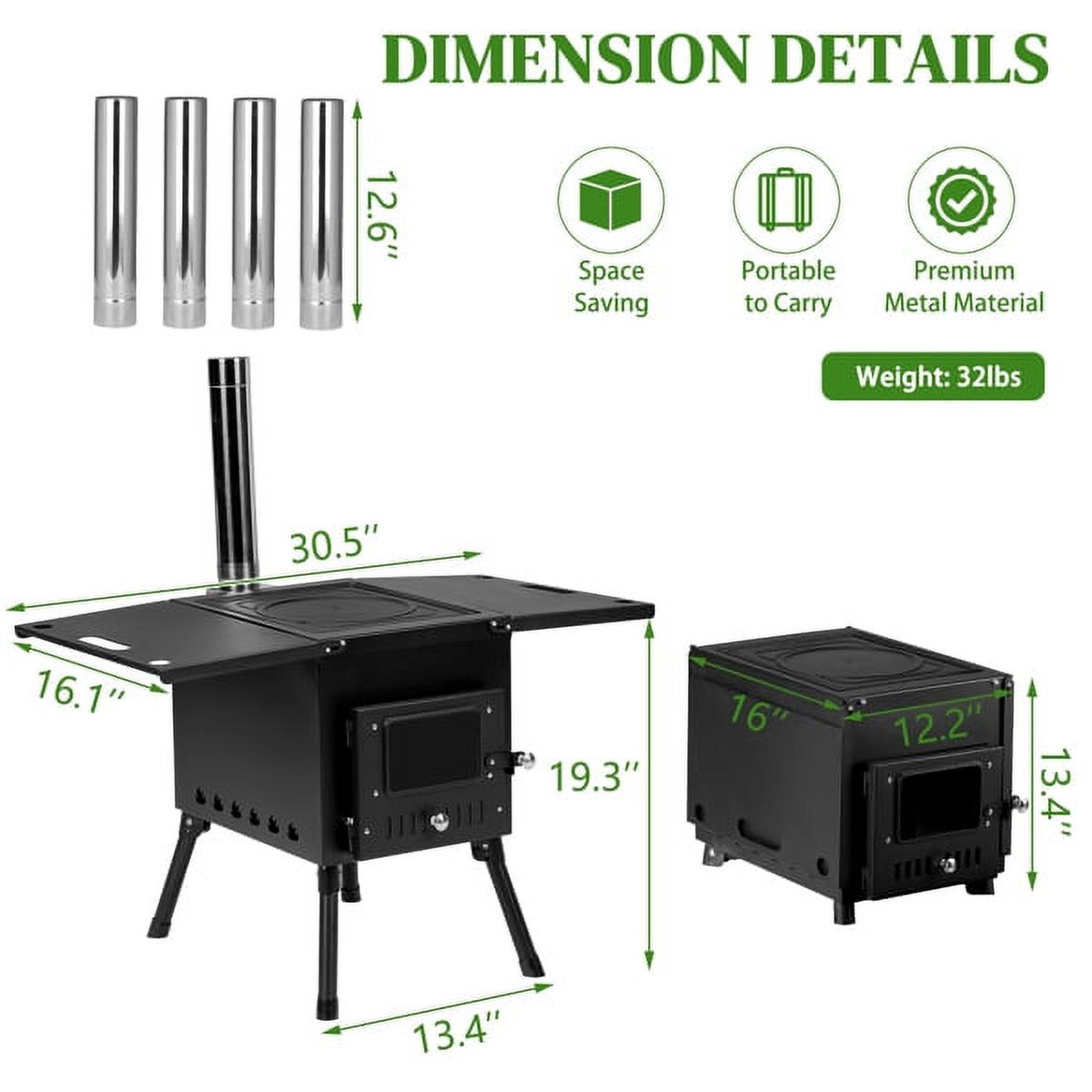 Black Outdoor Wood Burning Stove with Chimney Pipes Z8594
