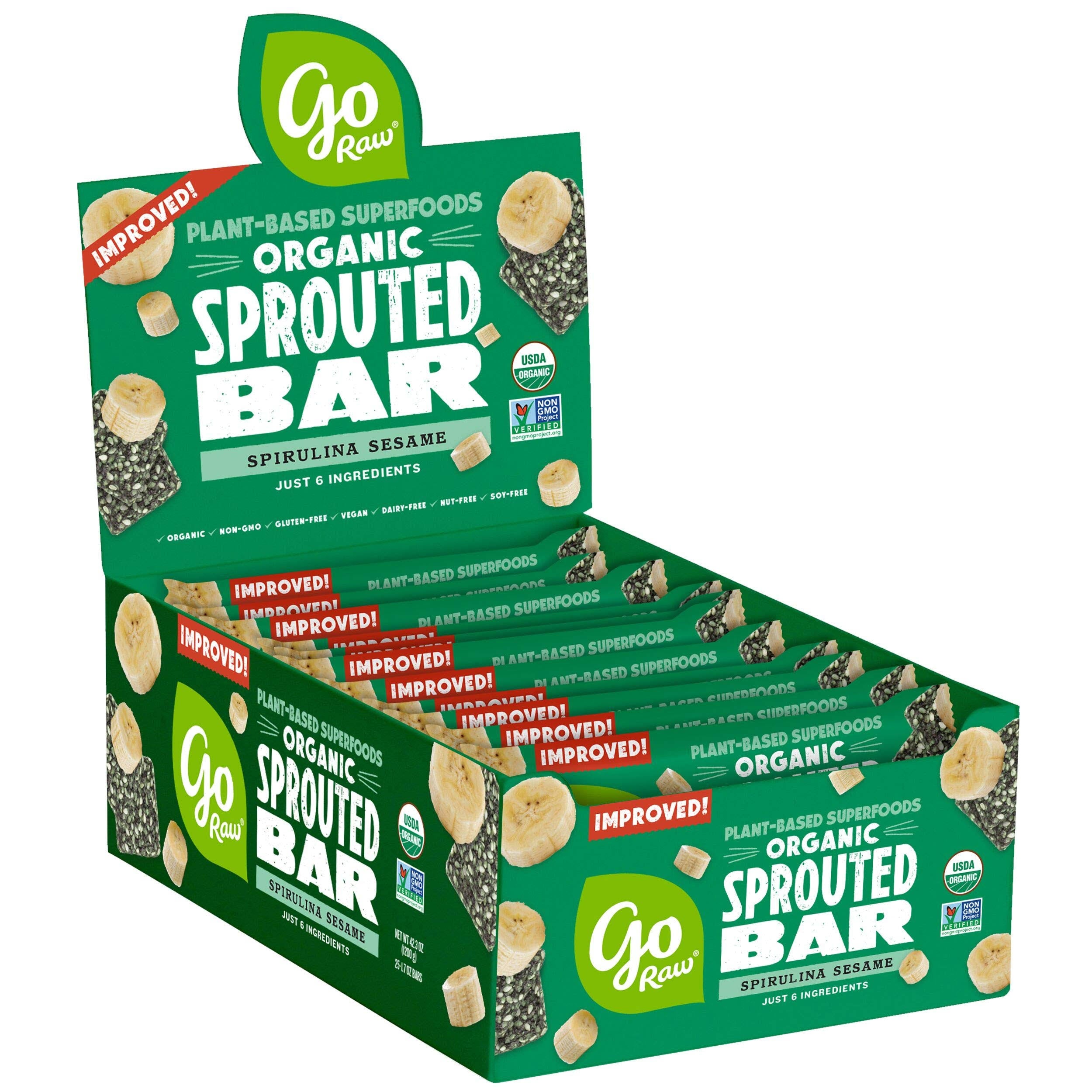 Organic Sprouted Bars Spirulina Sesame - 25 Bars O1715
