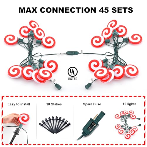 Red 10 LED Peppermint String Lights with Stakes R57339