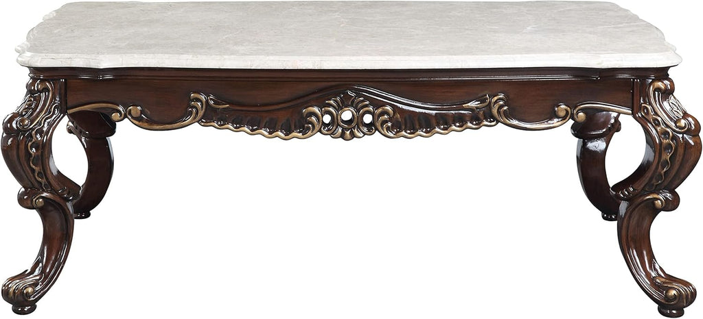 Wooden Coffee Table in Marble and Antique Oak H80314