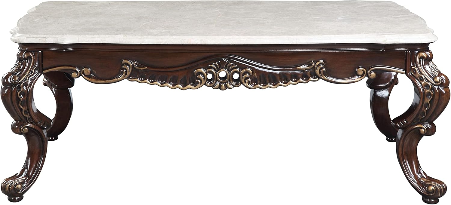 Wooden Coffee Table in Marble and Antique Oak H80314