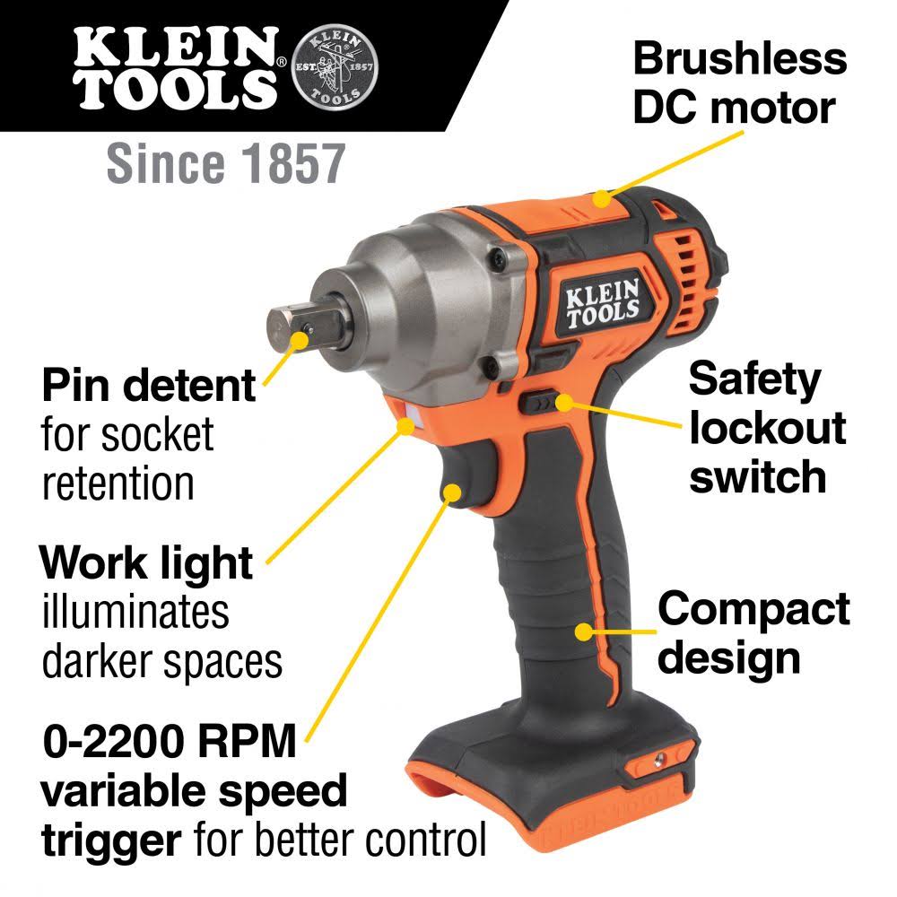 Compact Battery-Operated Impact Wrench, 1/2-Inch Detent Pin G8045