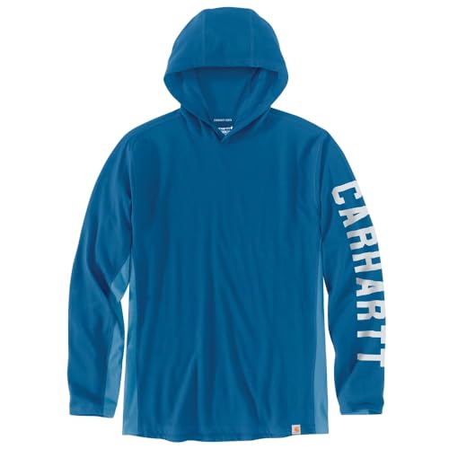 Relaxed Fit Midweight Long-Sleeve Logo Graphic Hooded T-Shirt P509083