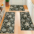 Non Slip Washable Floral Kitchen Mats Set of 3 T303