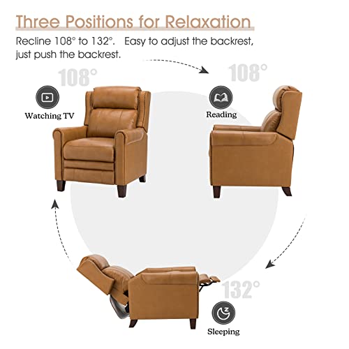 Black Genuine Leather Recliner with Nailhead Trim A787938