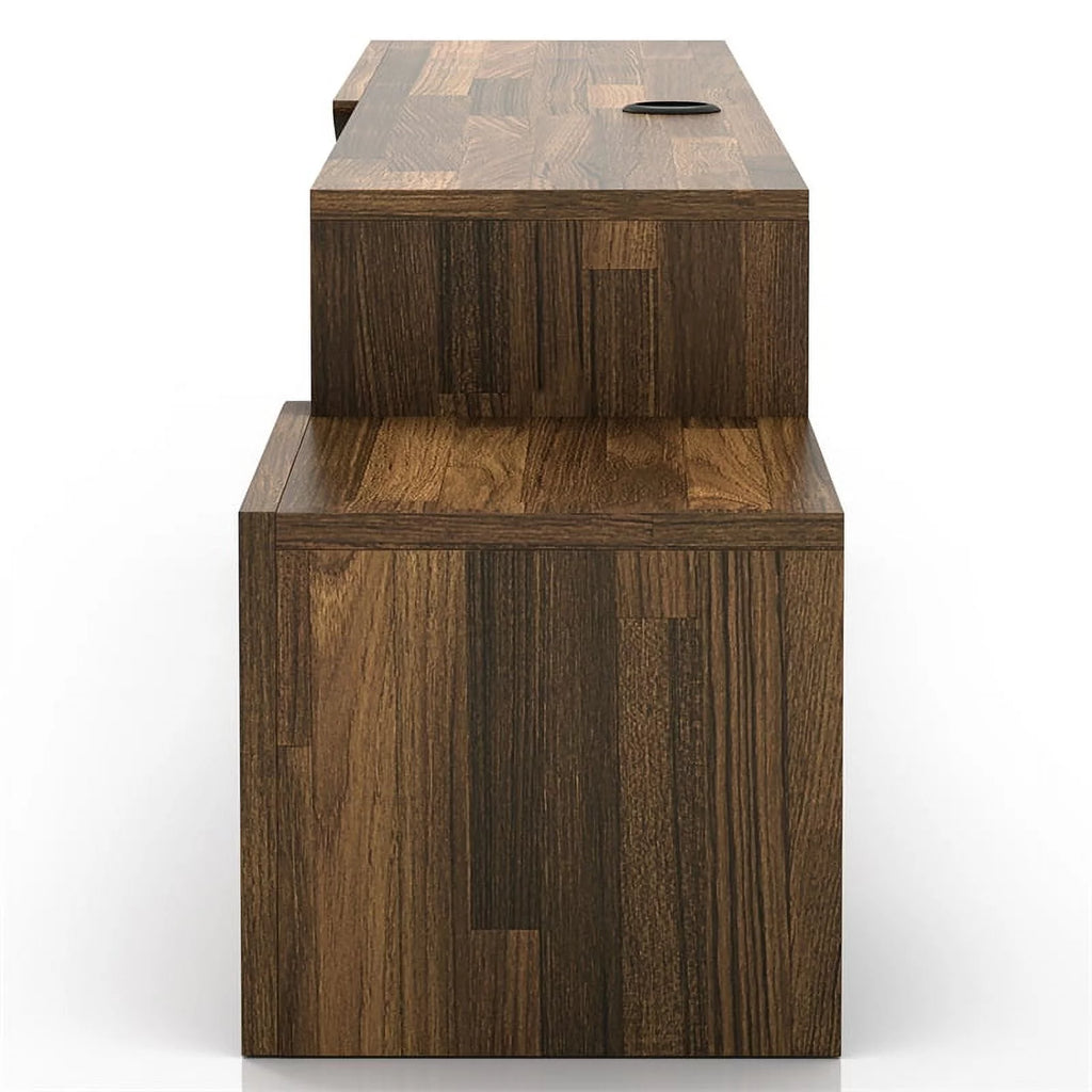 Brown Hickory 2-Shelf Floating TV Console B532
