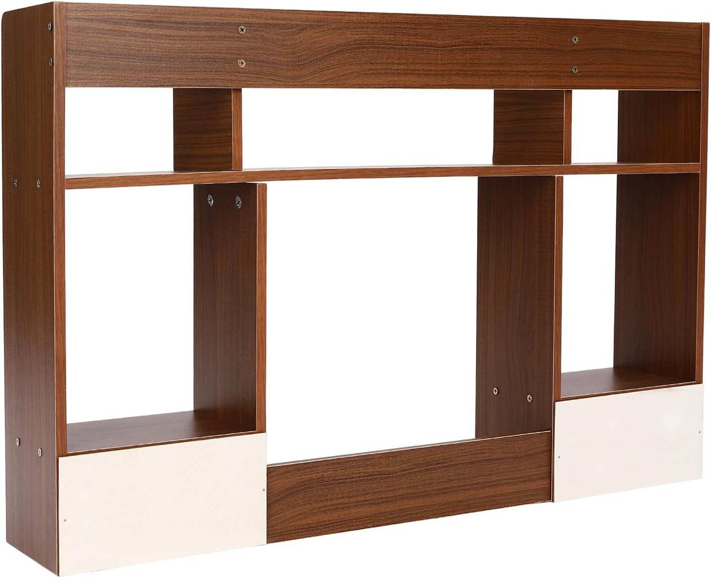 Dark Walnut Wood Desk Hutch with 2 Drawers V414