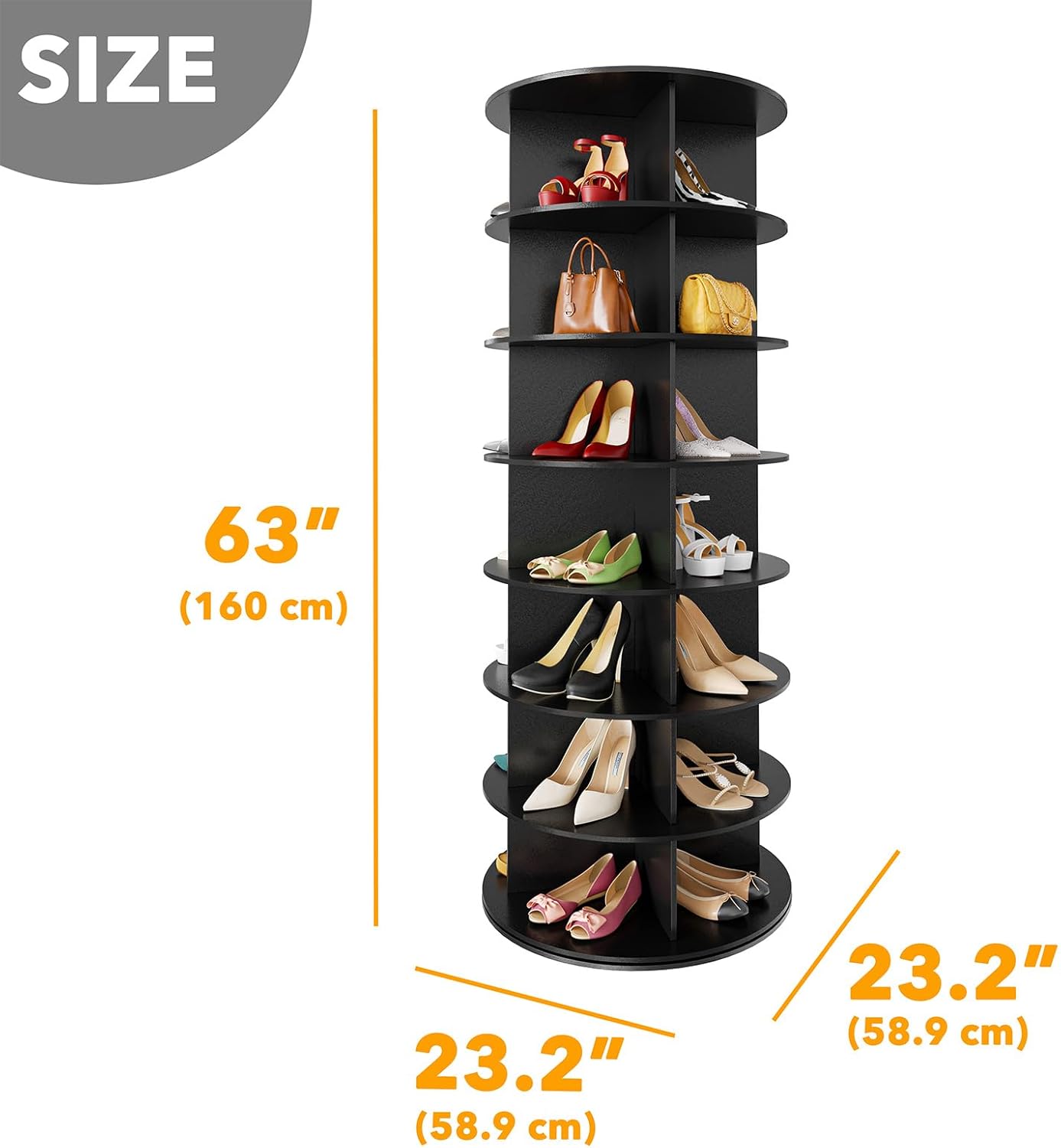 7 Tier Black Rotating Shoe Rack H68196