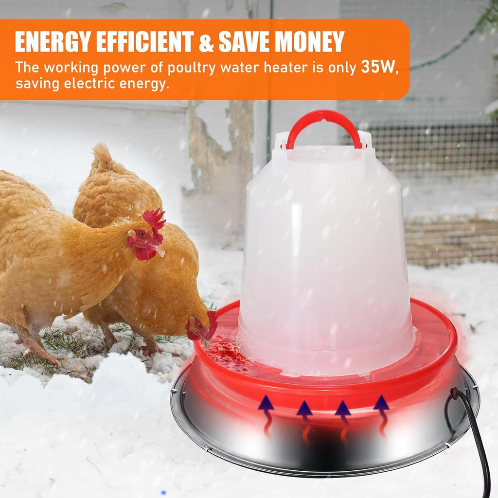 12 Inch 5 Gallons Poultry Drinker Heater Base with Thermostat and Power Cord B241416