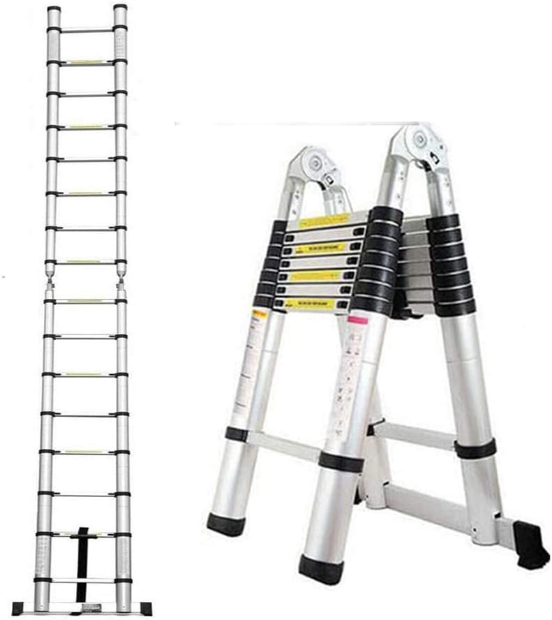 16.5FT/5M Telescopic Aluminum Extension Ladder with Slip-Proof Feet F7580