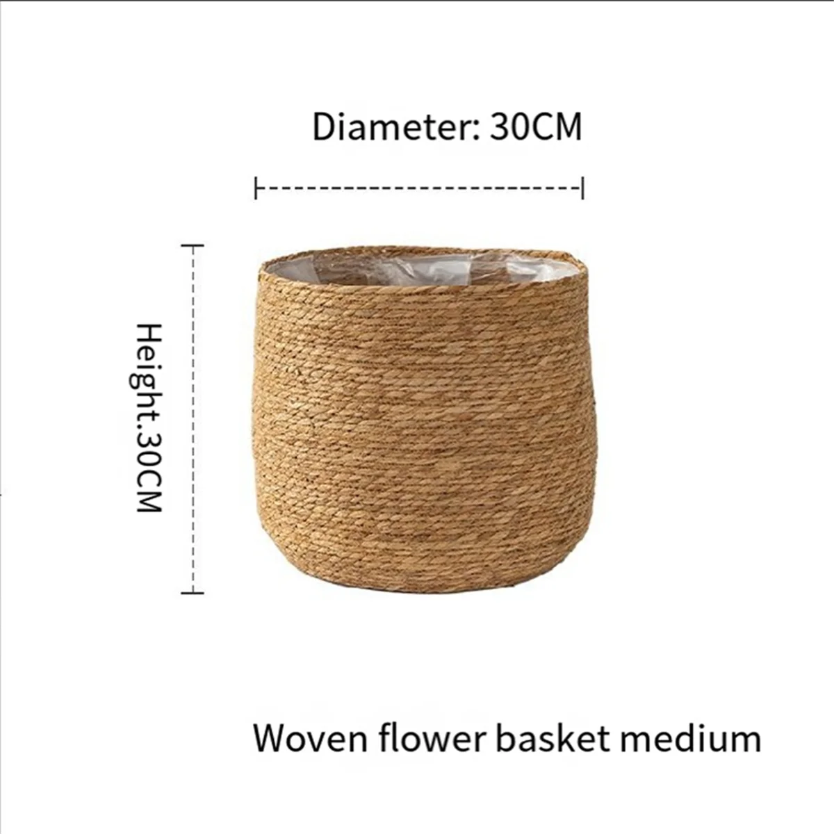 Seagrass Woven Plant Pot with Plastic Film Insert D2723