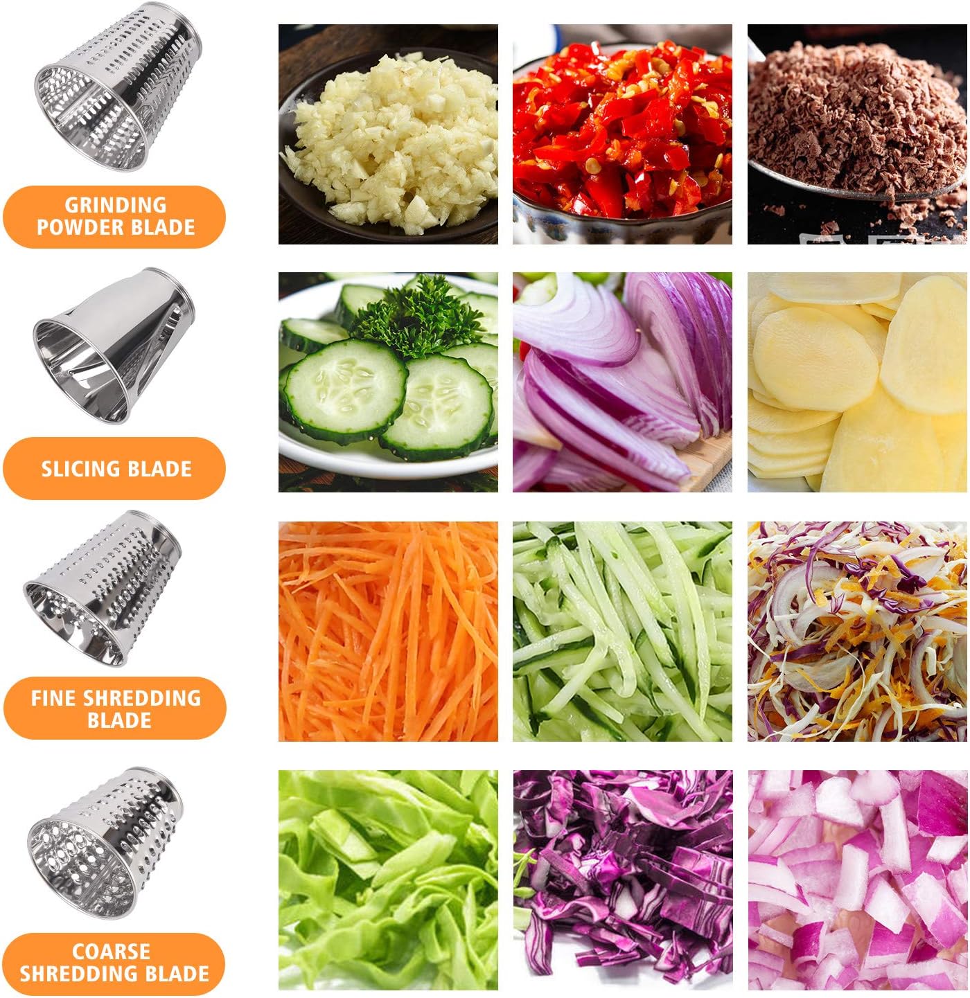 4 Blades Cheese Grater Vegetable Cutter for Kitchenaid Stand Mixer K608