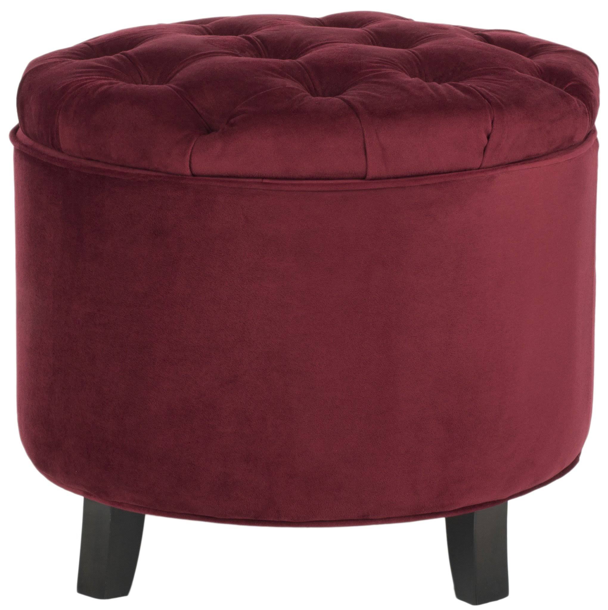 Red Velvet Tufted Storage Ottoman V178
