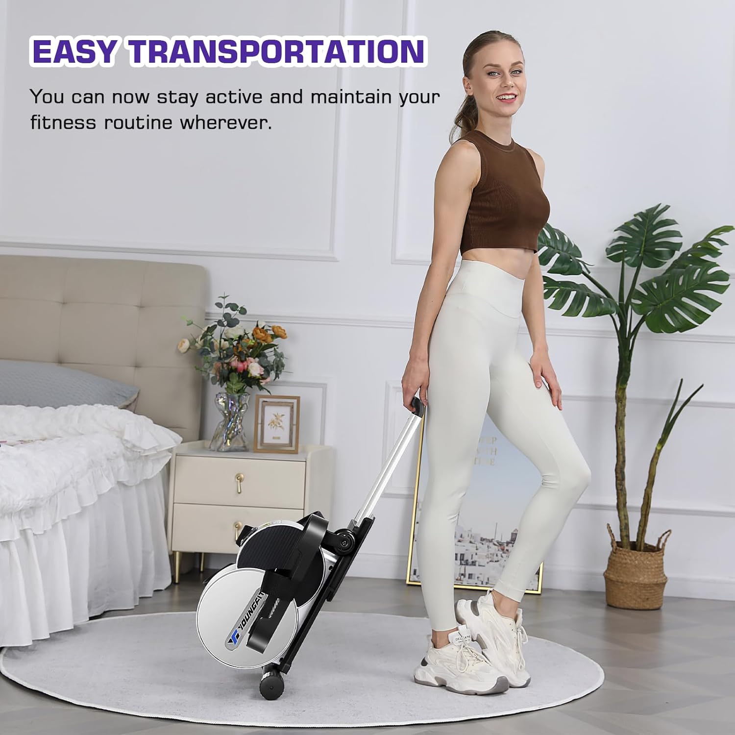 Portable Electric Seated Pedal Ellipse Machine with Remote and App Control, LCD Display I64237