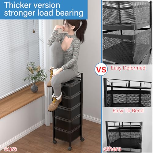 5 Tier Black Rolling Storage Cart K219372