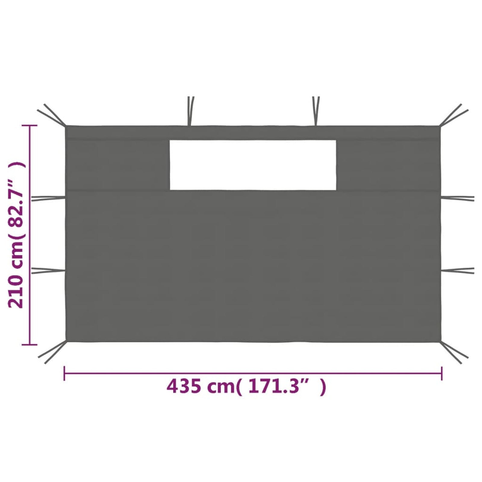 2 pcs Anthracite Gazebo Sidewalls with Windows D224168