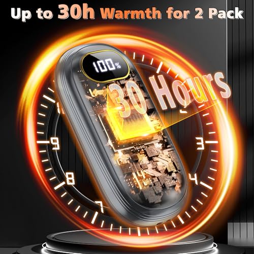 Hand Warmers Rechargeable 2 Pack with Dual-Sided Heating, LED Display & Flashlight D840631