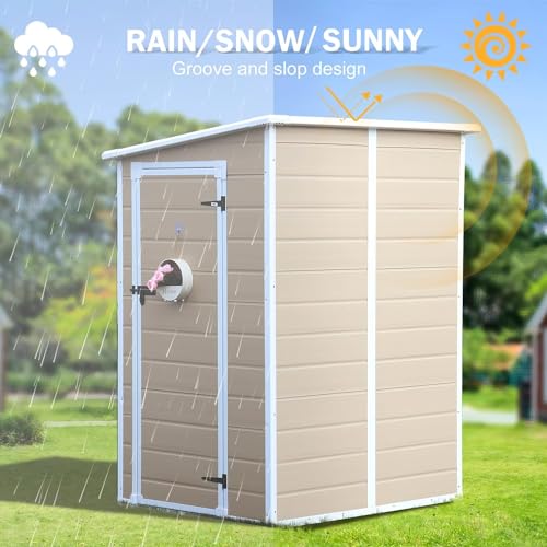 6x3 FT Waterproof Resin Outdoor Storage Shed with Floor and Lockable Door, Light Gray I9892