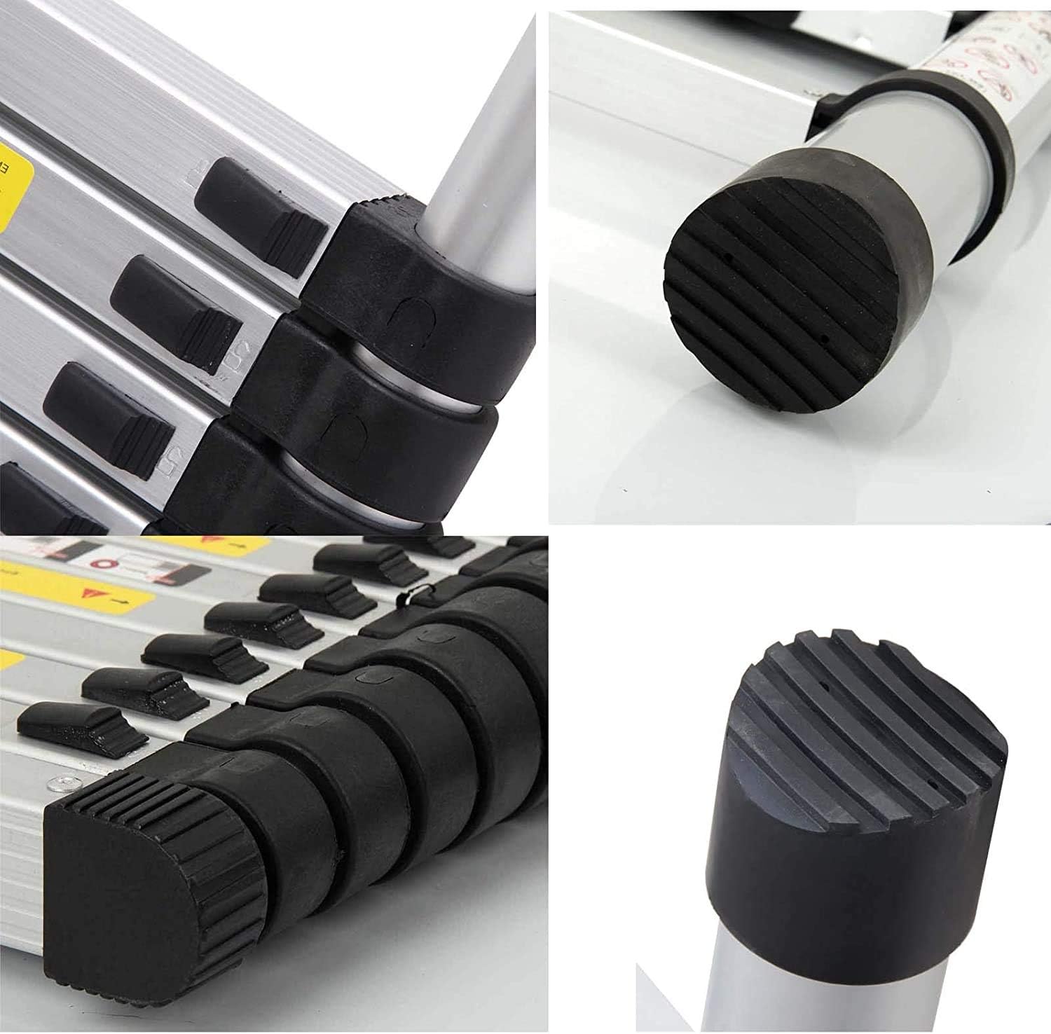 16.5FT/5M Telescopic Aluminum Extension Ladder with Slip-Proof Feet F7580