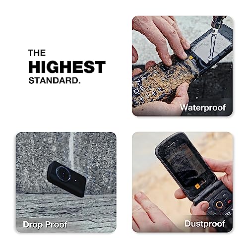 Rugged Flip Phone, 4G LTE Basic Cell Phone, Waterproof, Drop-Proof, Dual SIM Cards R228