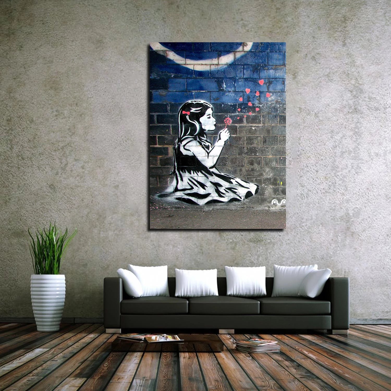 Girl With Dandelion Canvas Art Framed Painting Y107