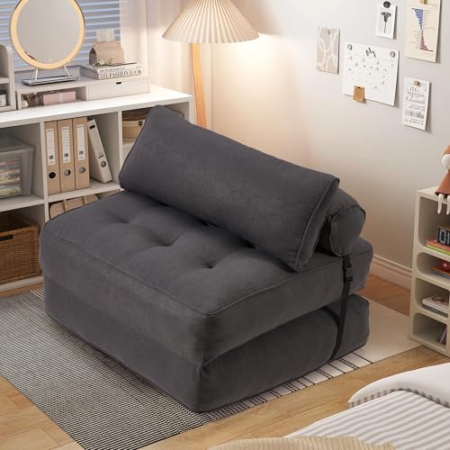 Grayish Blue Folding Sofa Bed with Corduroy Fabric Q995574