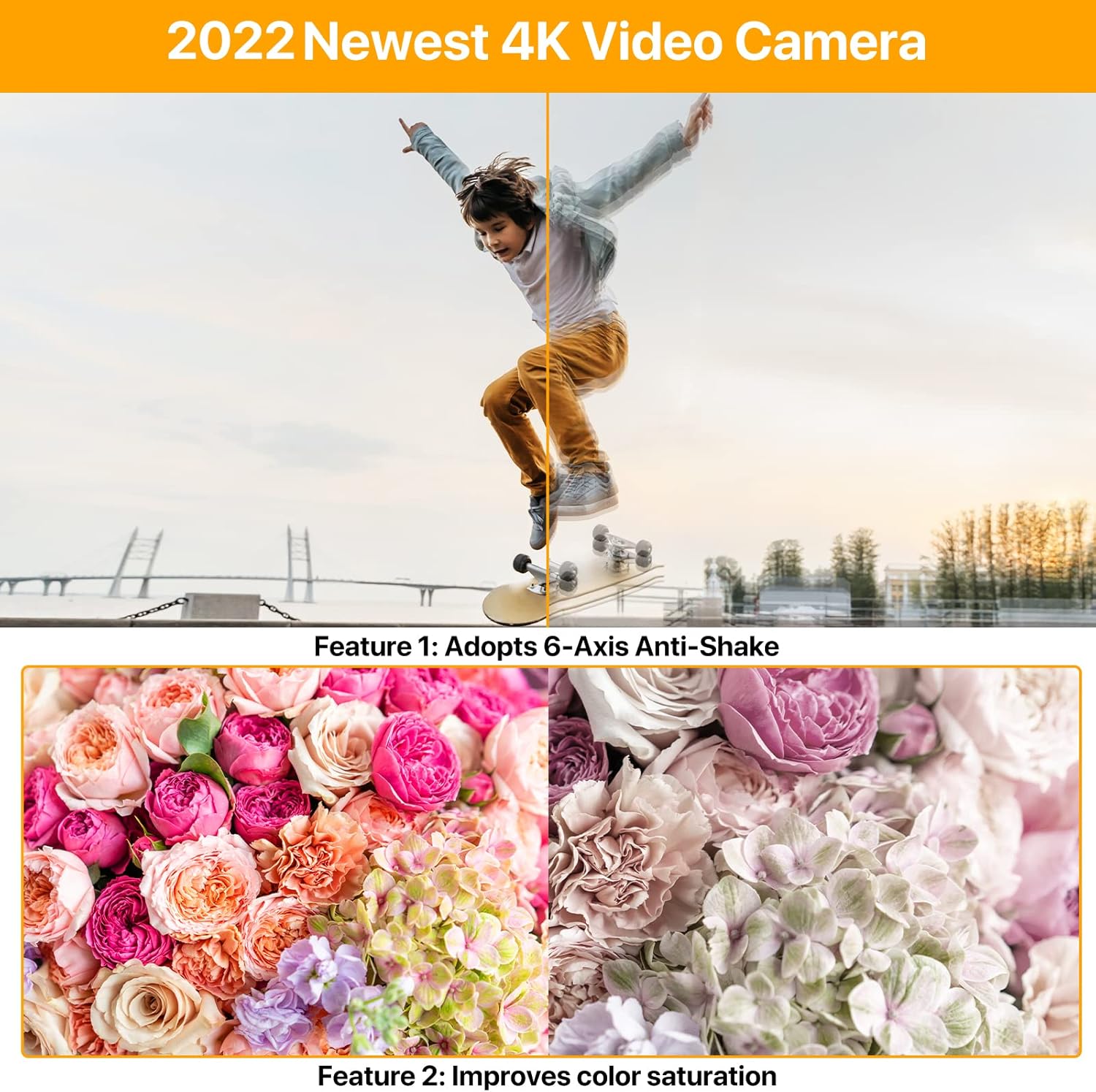 4K 48MP 60FPS Ultra HD Video Camera with Microphone 6-Axis Anti-Shake IR Night Vision Recorder N2631