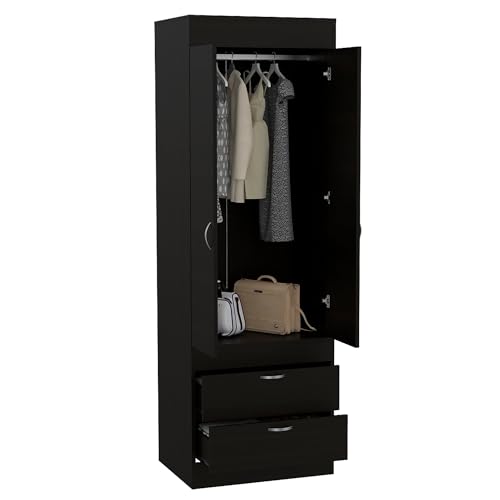 White 2 Door 1 Drawer Wood Armoire Wardrobe W65892
