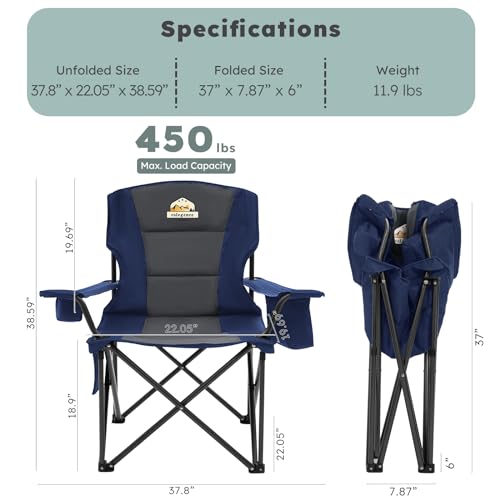 Oversized Red Folding Camping Chair Set of 2 with Carry Bag U1584