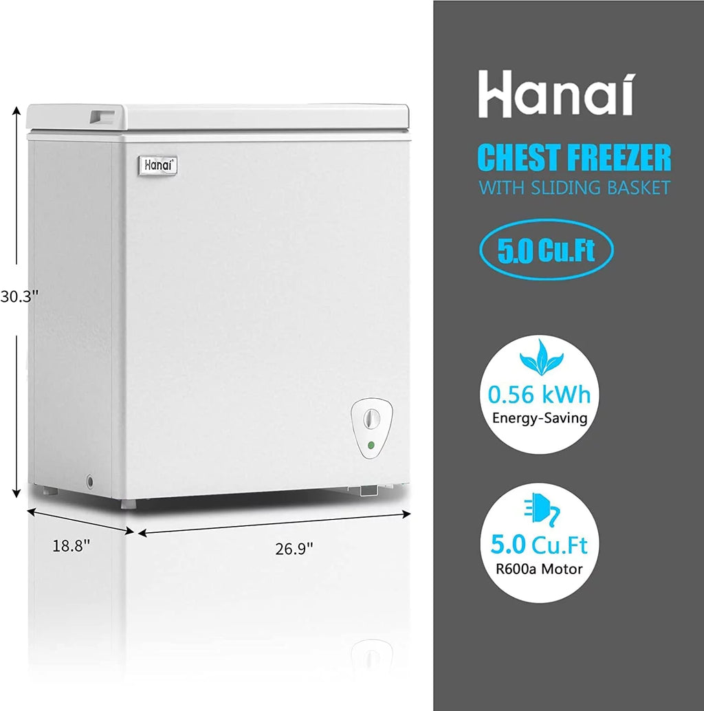 5.0 Cubic Chest Freezer with Removable Storage Basket C585