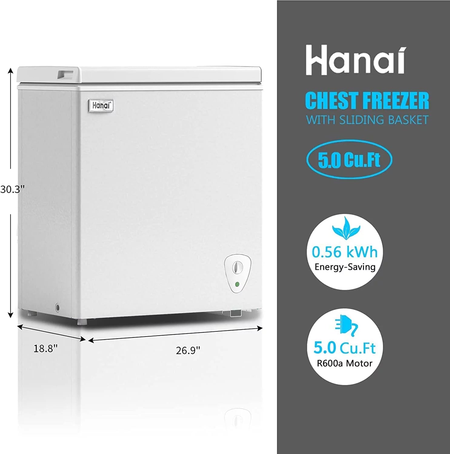 5.0 Cubic Chest Freezer with Removable Storage Basket C585