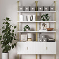 White Open Shelves Bookcase with Cabinet, Set of 2 L166407