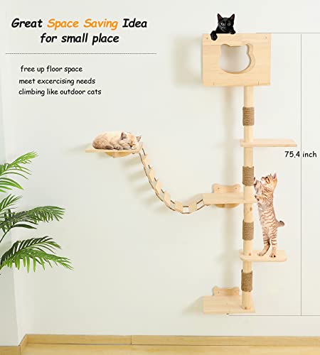 75 Inch Solid Wood Cat Tree Y9394