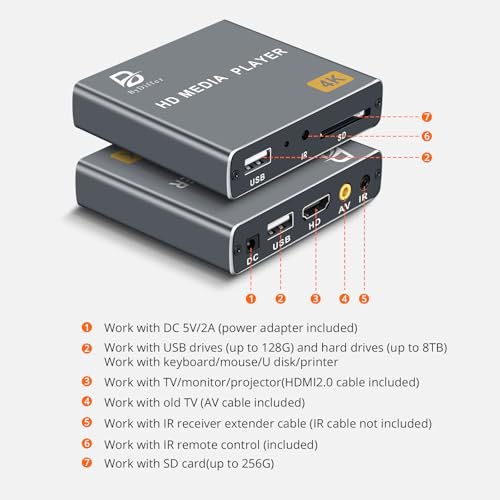 4K Digital Media Player with HDMI and AV Output O44364