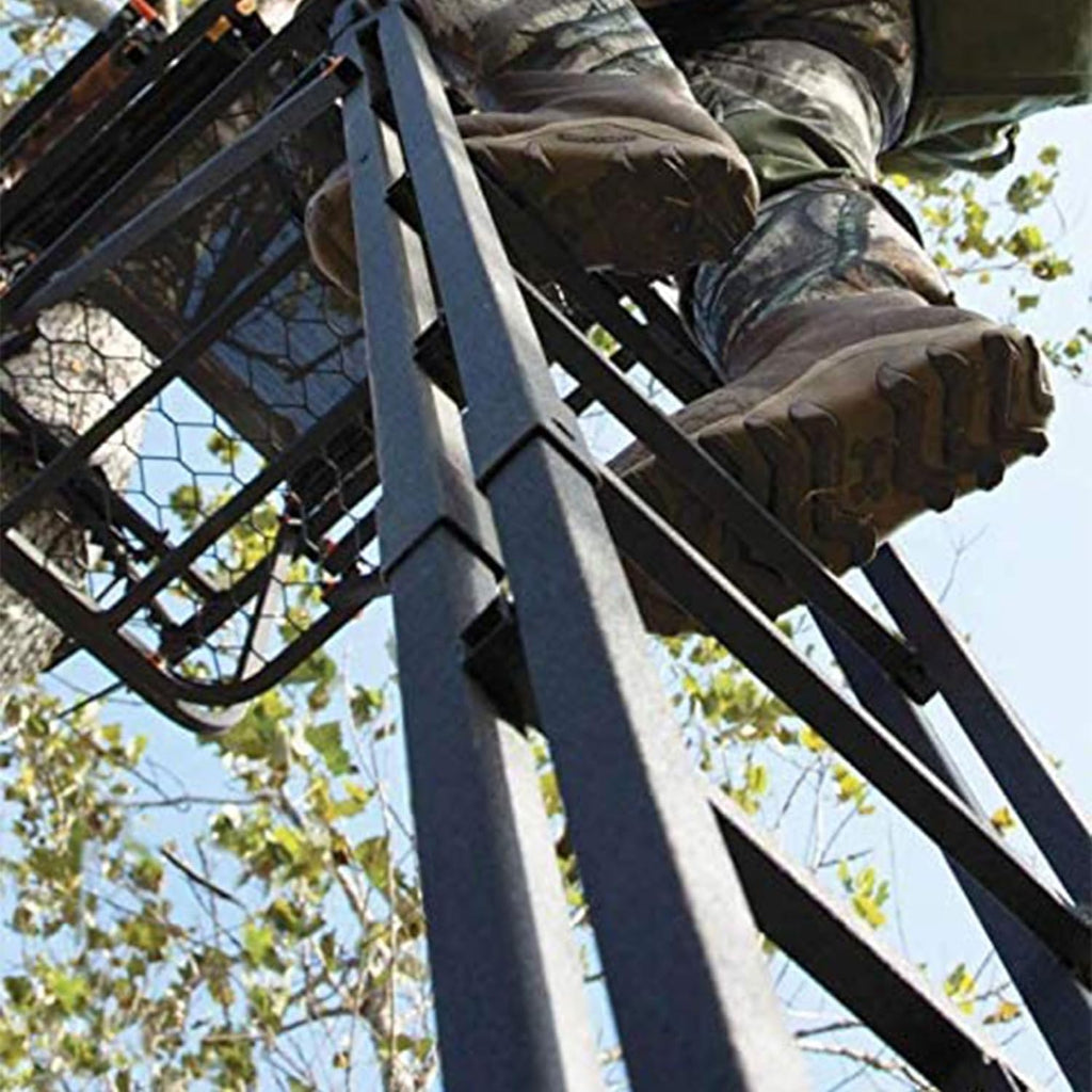 Black 20-Foot Tall 1 Person Hunting Ladder Tree Stand with Shooting Rail and Flex-Tek Seat (2 Pack) I64524