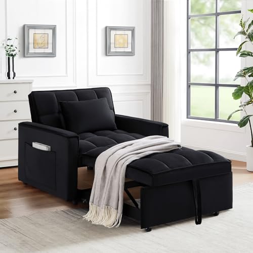 Grey Velvet Convertible Sleeper Sofa Bed L4169