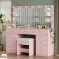 White Vanity Desk with Mirror and 11 Drawers G823634