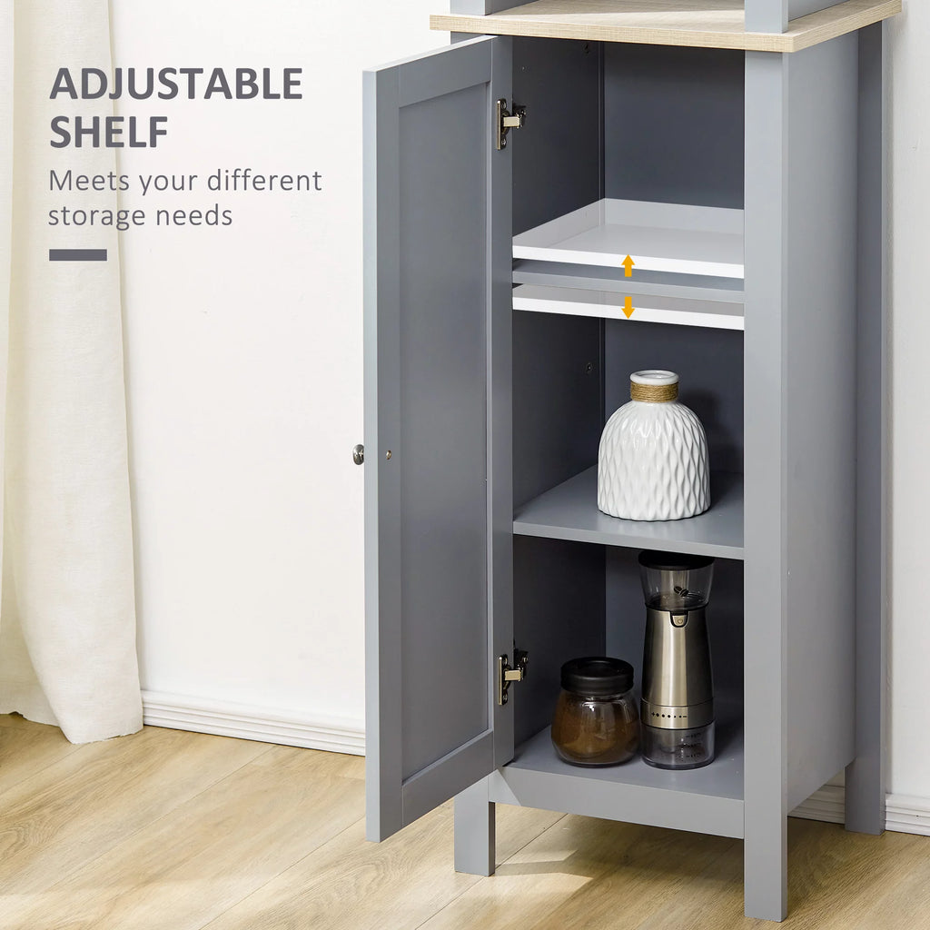Grey Tall Bathroom Storage Cabinet with 3 Tier Shelf and Door T5481
