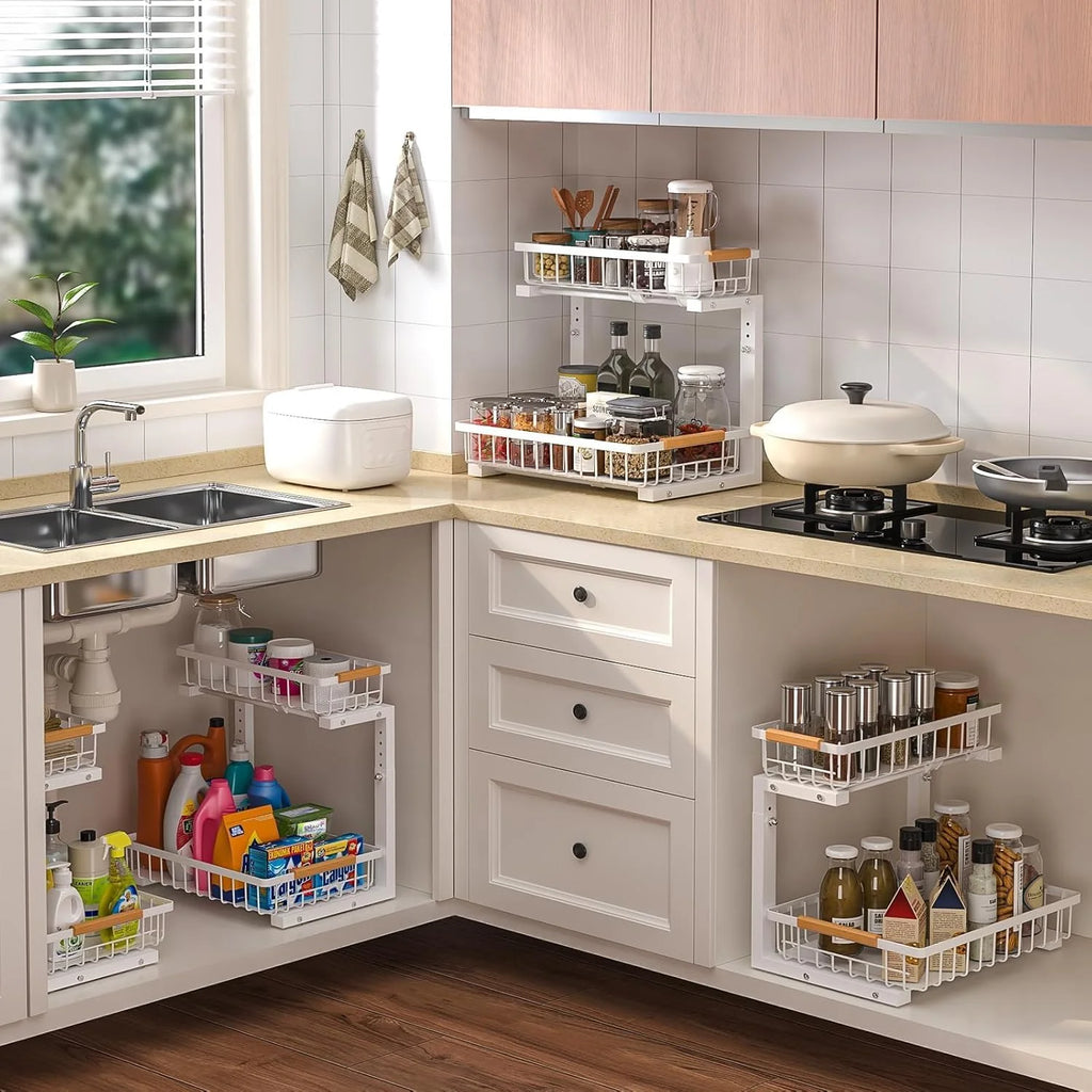 White 2 Pack 2 Tier Slide Out Under Sink Organizer X188532
