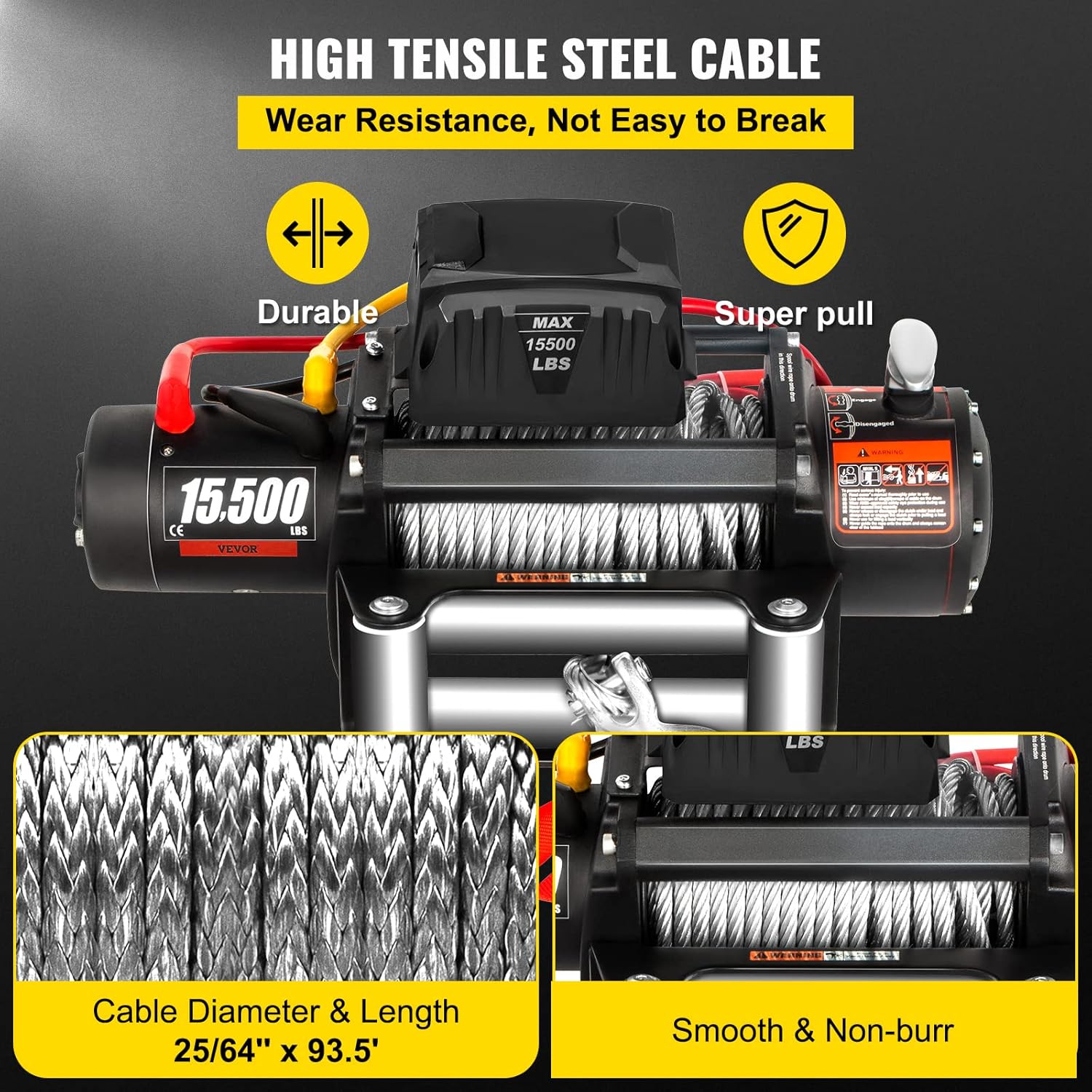 15500lb 12V Electric Winch with Wireless Remote Control K451071