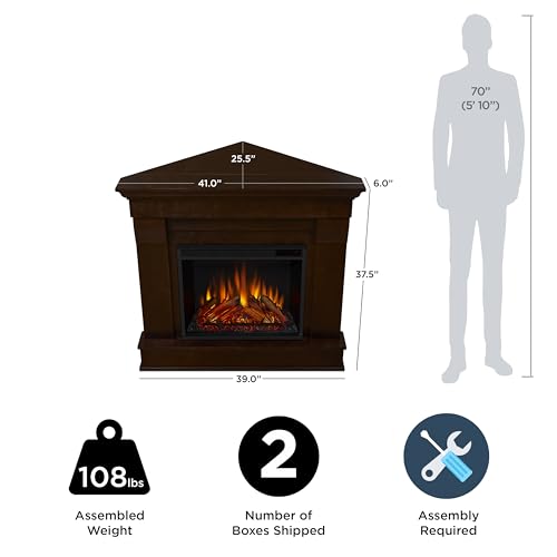 White Corner Electric Fireplace with Mantel Y393