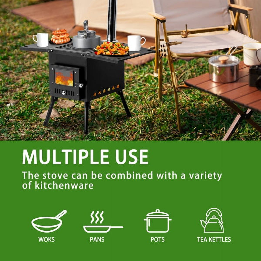 Black Outdoor Wood Burning Stove with Chimney Pipes Z8594