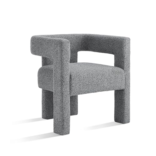 Blue Black Fabric Boucle Barrel Chair E91830