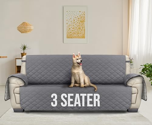 Reversible Oversized Sofa Couch Cover, Water Resistant Slipcover, 3.5 Seater, Brown/Beige V4162