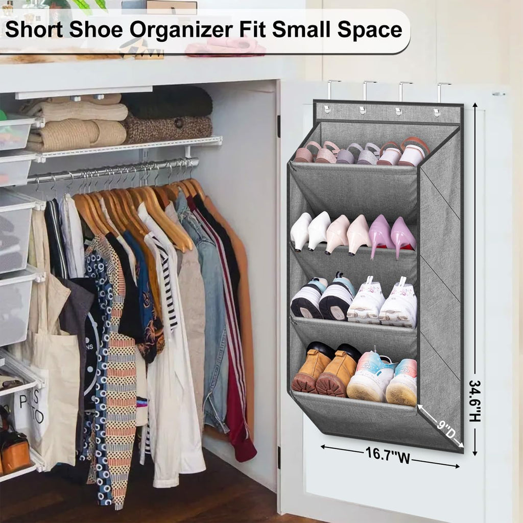 Grey Over The Door Shoe Organizer with Large Deep Pockets H4685